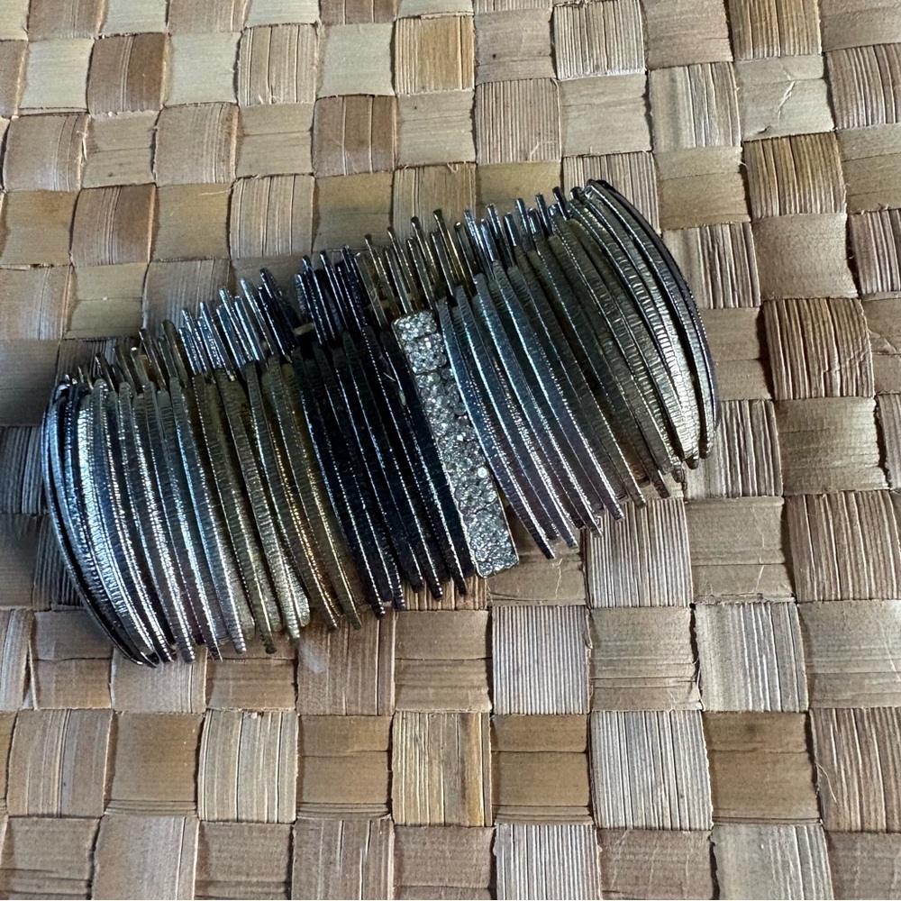 Silver and Gold Tone Bracelet with Rhinestones